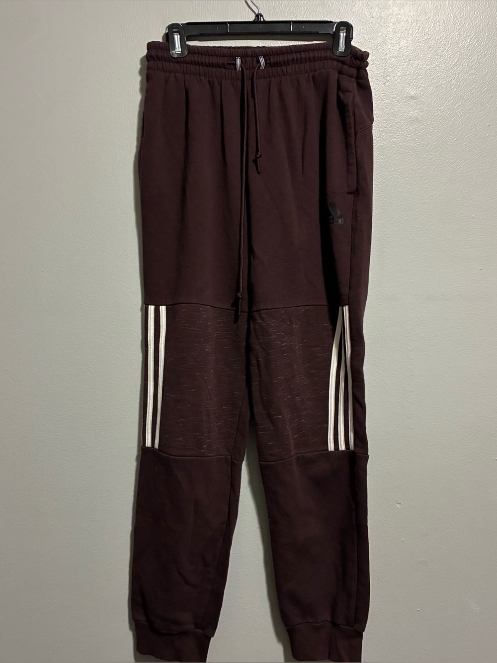 Mens Adidas Climalite Tapered Cotton Blended Jogger Maroon Pants Medium